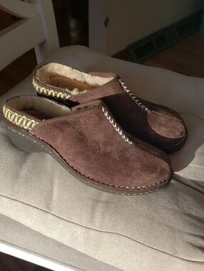 UGG Women's Brown Suede Shearling-Lined Slip-On Mules